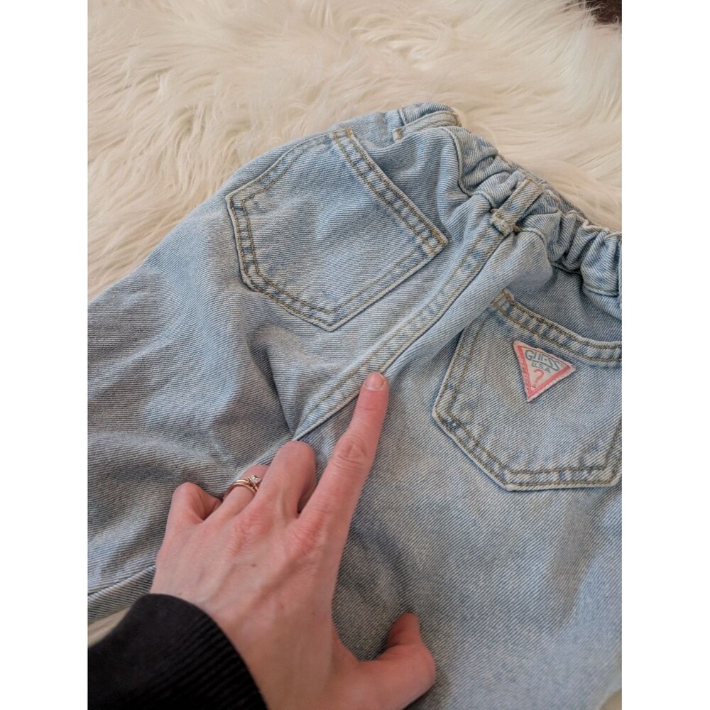 Vintage 90s Baby Guess Light Wash Denim Jeans Snap Button Side Zip 2T - Picture 6 of 10